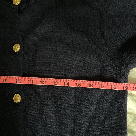 Women’s Vintage White of Norwich 100% Lambswool Navy Blue Cardigan Sweater S/M - Picture 4 of 6
